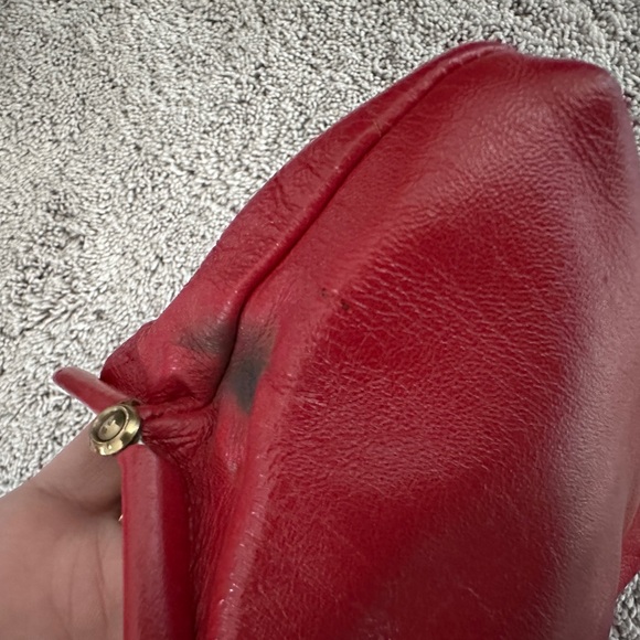 Vtg Leather? Red hand bag evening bag. - Picture 5 of 9